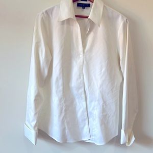 🍊  Jones New York white button up, non-iron, 100% cotton, size 10